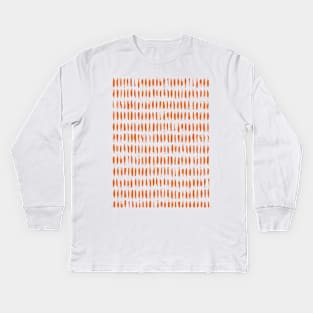 Orange Brushstrokes Kids Long Sleeve T-Shirt